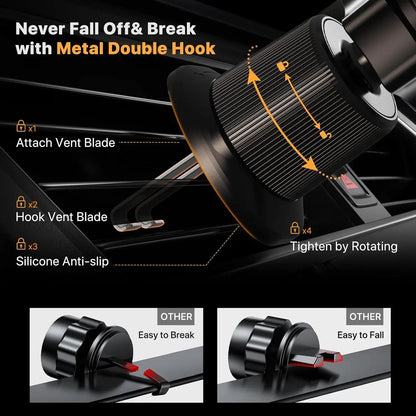 Car Phone Holder Phone Holders for Your Car with Metal Hook Clip Air Vent Cell Phone Stand Car Mount Universal