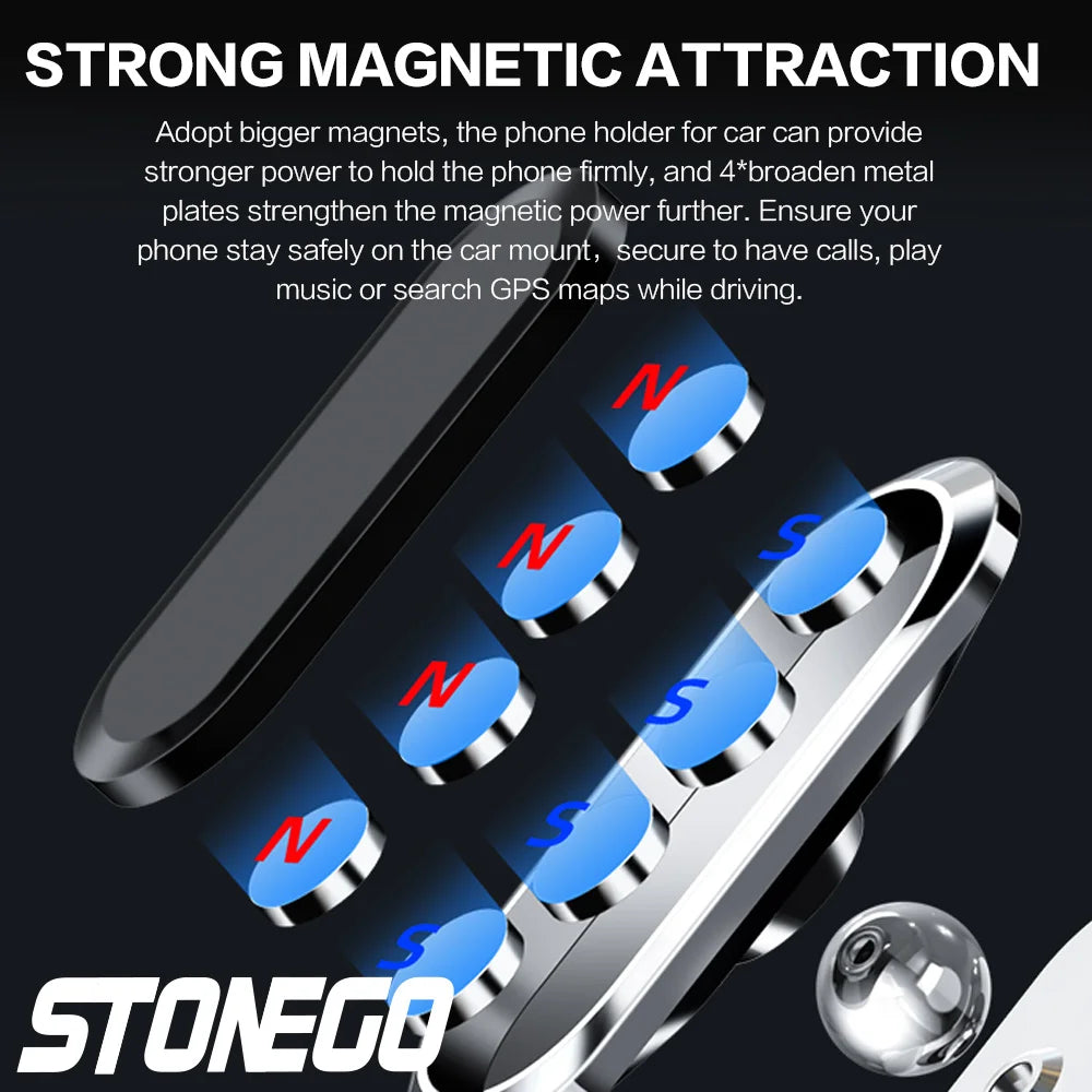 STONEGO Metal Magnetic Phone Holder 360 rotating Car Phone Holder Stand Zinc Alloy Magnet Car Support Mount cellphone holder