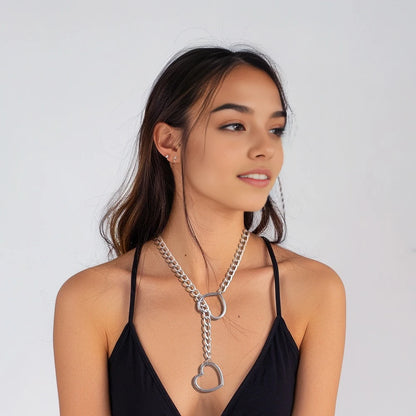 Heart Slip Chain Necklace For Women Punk Rock Love Chain Choker Necklace Gifts Adjustable Goth Jewelry