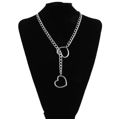 Heart Slip Chain Necklace For Women Punk Rock Love Chain Choker Necklace Gifts Adjustable Goth Jewelry