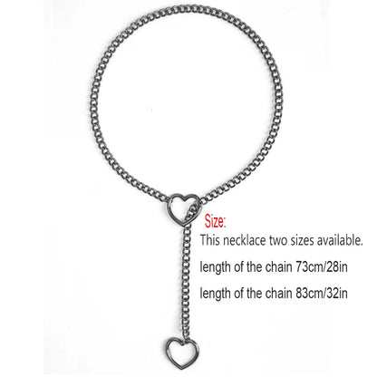 Heart Slip Chain Necklace For Women Punk Rock Love Chain Choker Necklace Gifts Adjustable Goth Jewelry