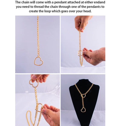 Heart Slip Chain Necklace For Women Punk Rock Love Chain Choker Necklace Gifts Adjustable Goth Jewelry