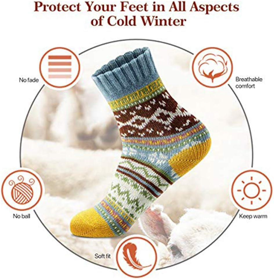 Socks for Women - Christmas Gifts for Women - Stocking Stuffers - Thick Wool Soft Warm Cozy Crew Womens Socks